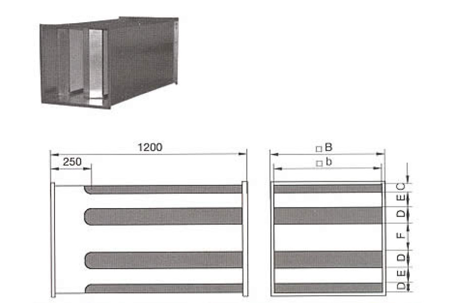 Sound suppressors Systemair - LDK for square circuits LDK 45 Silencer