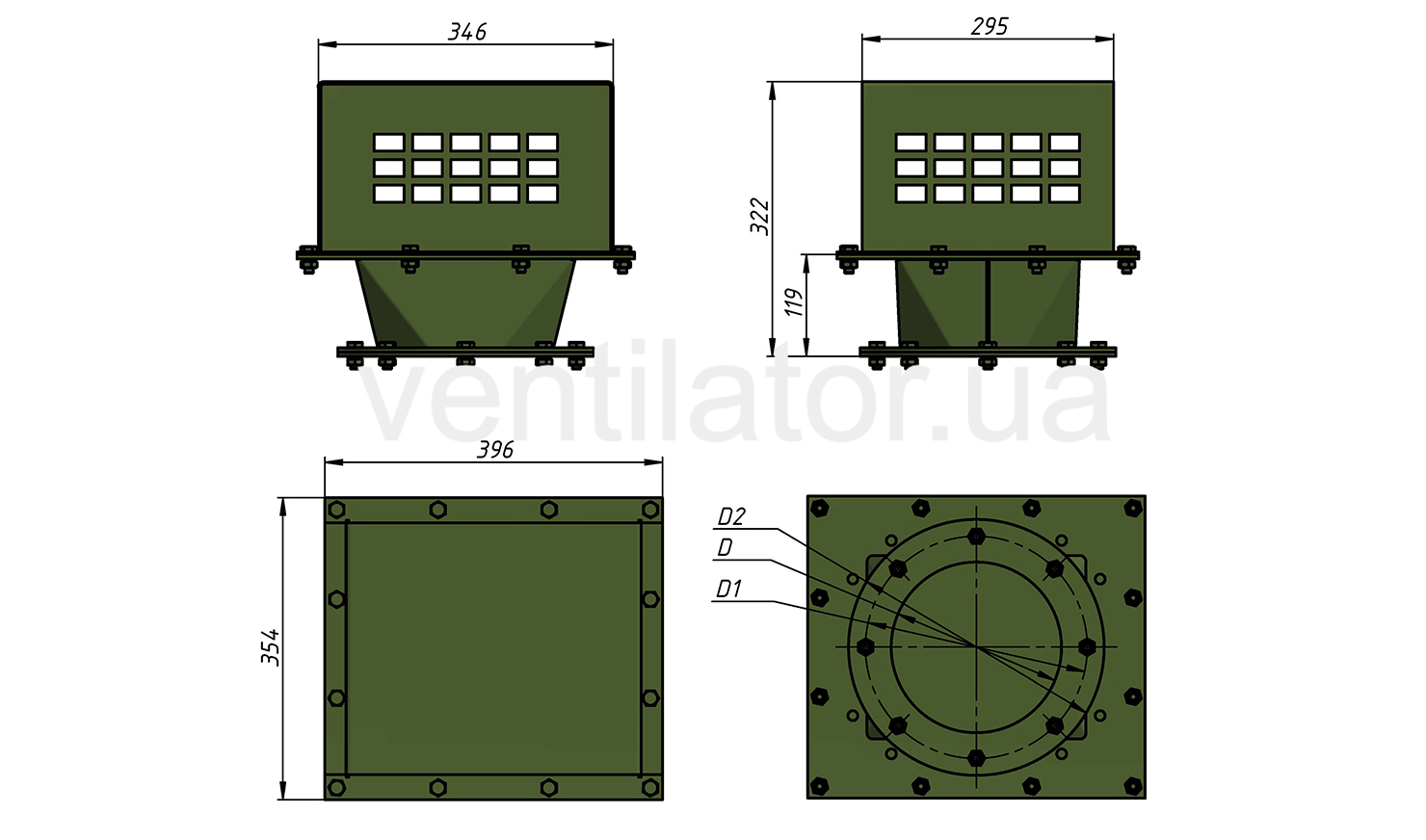 Overall dimensions of Protective casing KZR-Z MZS