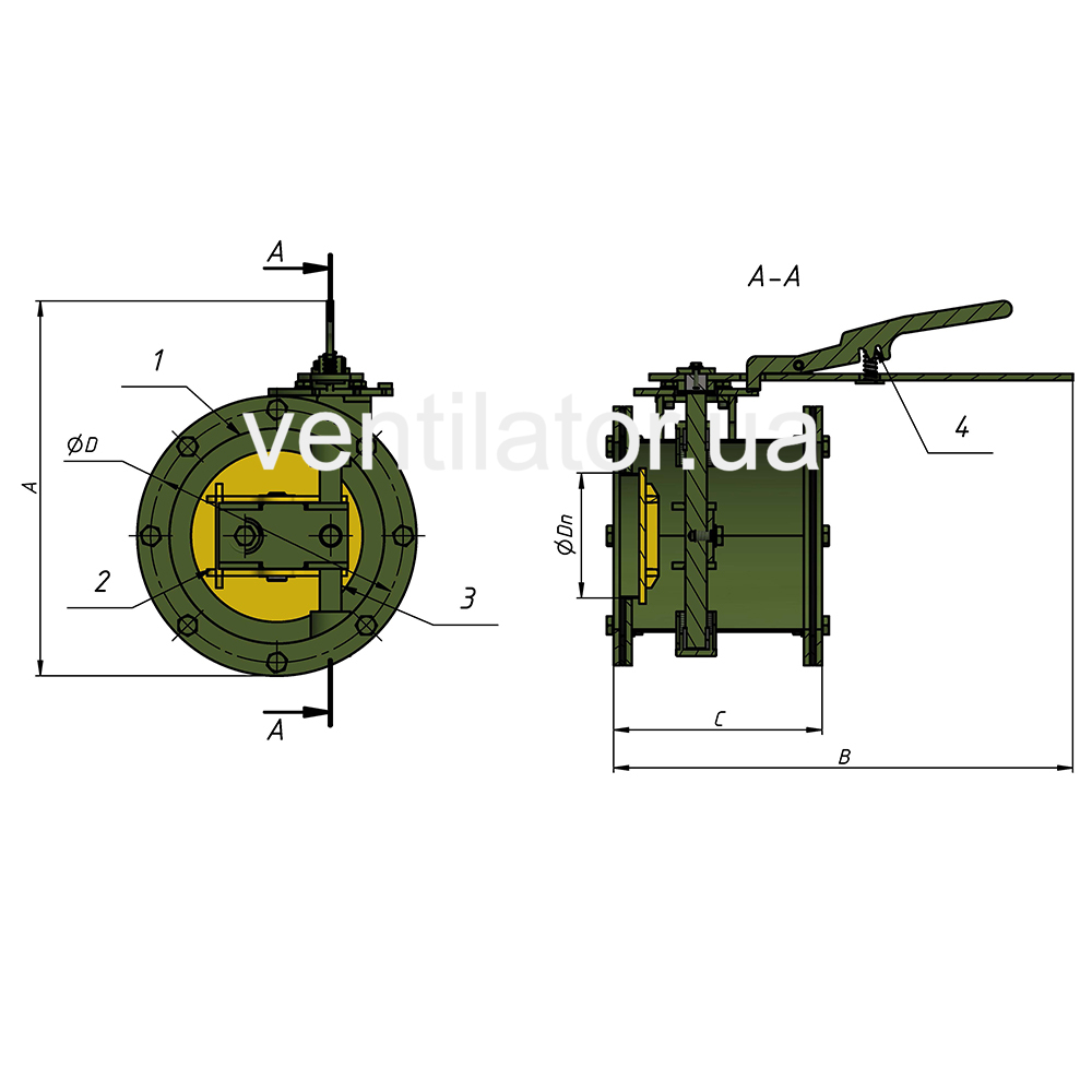 Overall dimensions of Airtight valve KGR manual