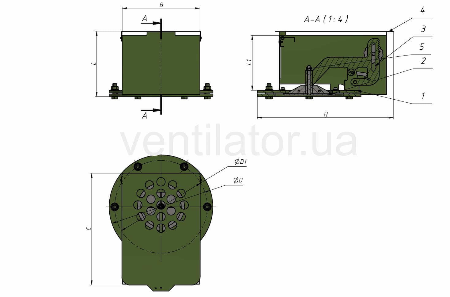Overall dimensions of KNTM overpressure valves