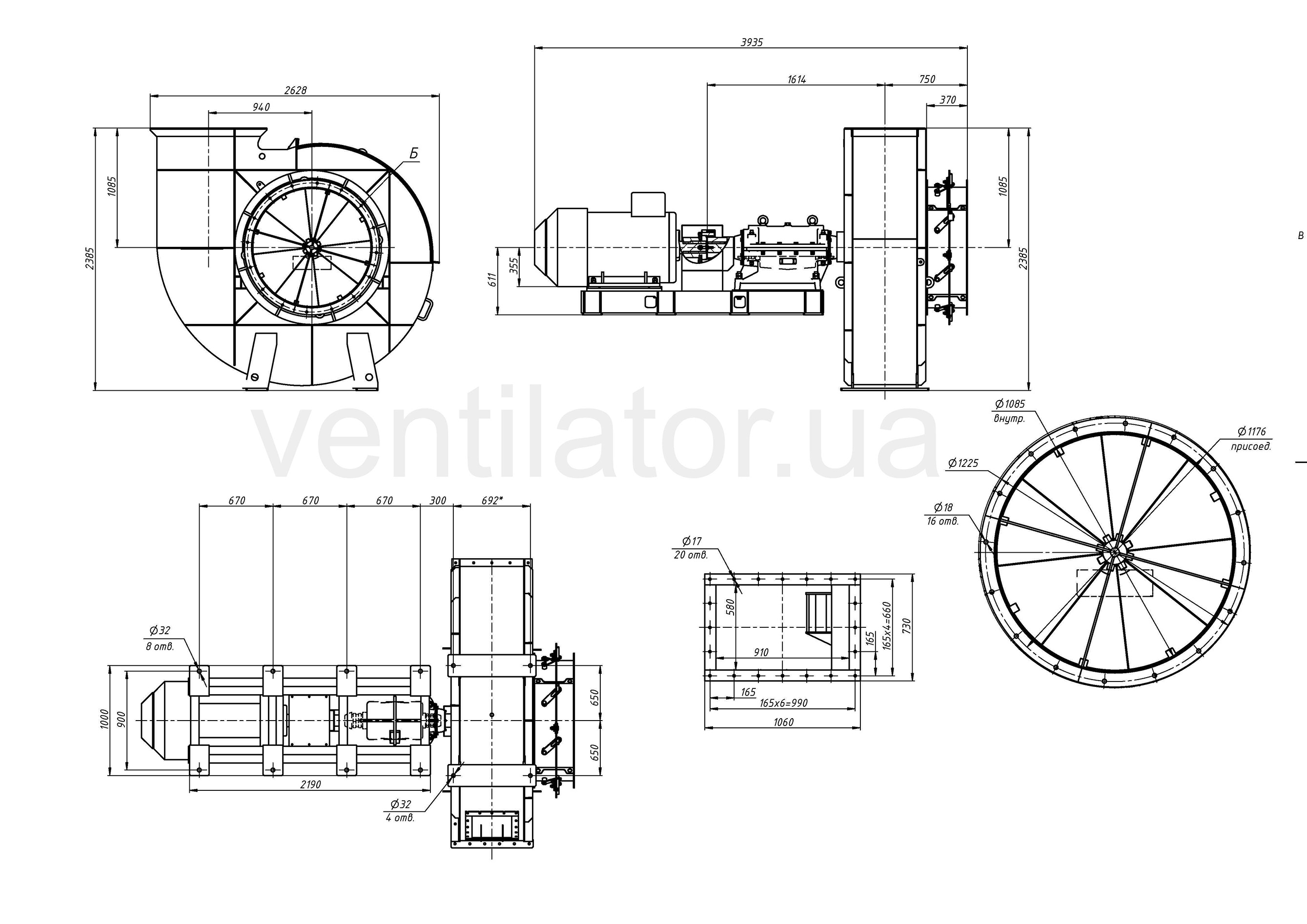Aerodynamic characteristics of D #15.5 w/motor AIR 355 S8 132 kW 750 rpm