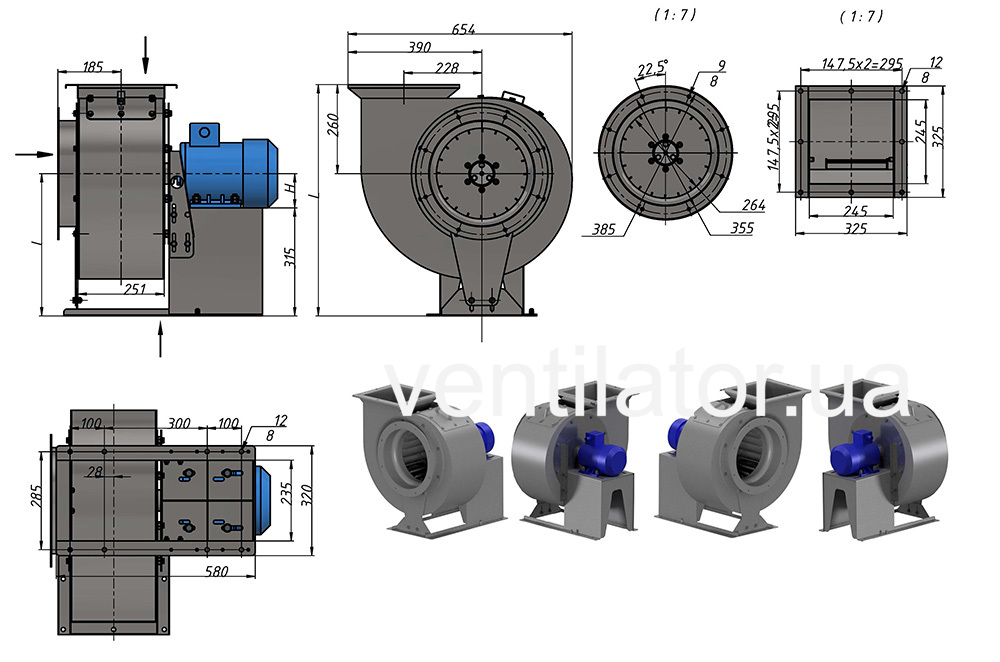 Overall dimensions D 3.5 w/motor AIR 100 L4 4 kW 1500 rpm