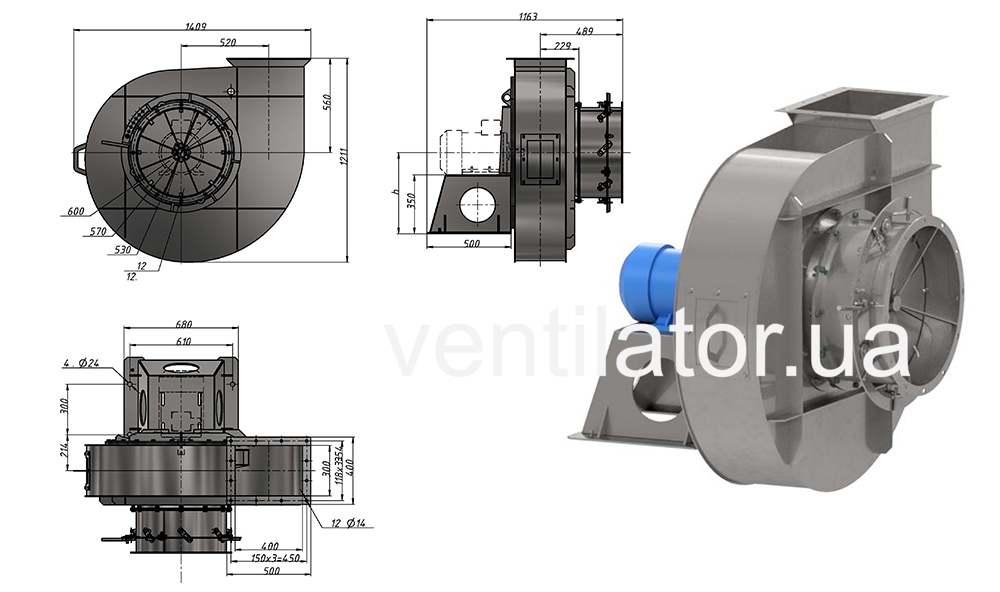 Aerodynamic characteristics of D #8 w/motor AIR 160 S8 7.5 kW 750 rpm