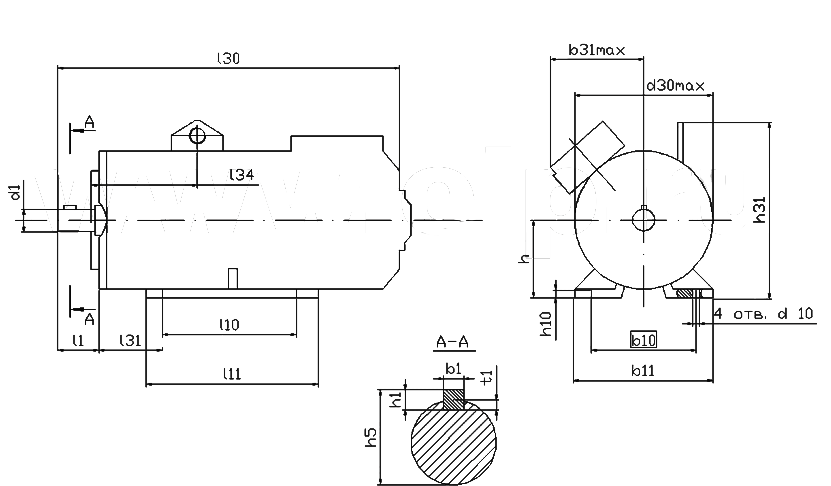 Motor dimensions 2PB 100M
