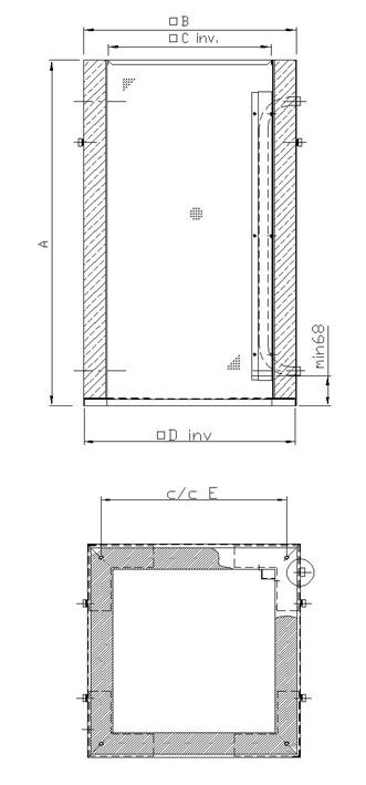 Габаритные размеры Короба Systemair TG 400-800 Roof curb