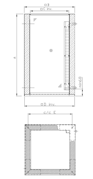 Габаритные размеры Короба Systemair TG 640-800 Roof curb