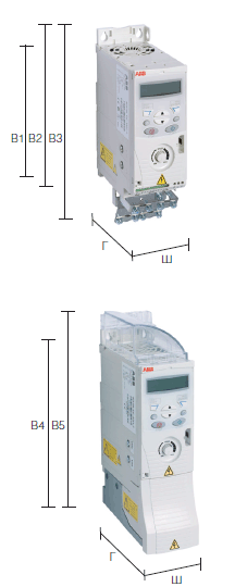 Габаритні розміри частотника ABB ACS150-01E-02A4-2