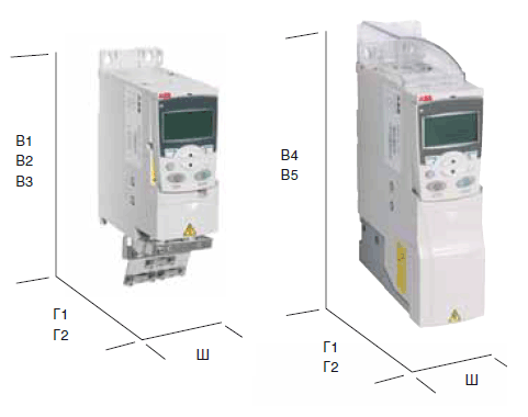 Габаритні розміри частотника ABB ACS355-03E-15A6-4