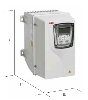 Габаритні розміри частотника ABB ACS355-03E-02A4-4+B063