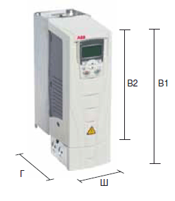 Габаритні розміри частотника ABB ACS550-01-038A-4