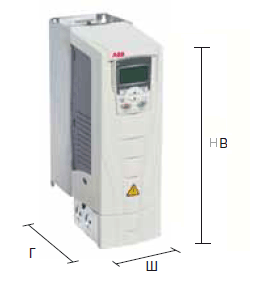 Габаритні розміри частотника ABB ACS550-01-059A-4+B055