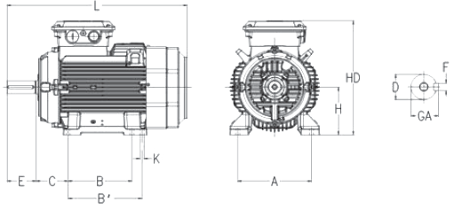 Габаритні розміри електродвигуна ABB M2BA 180 MLA6