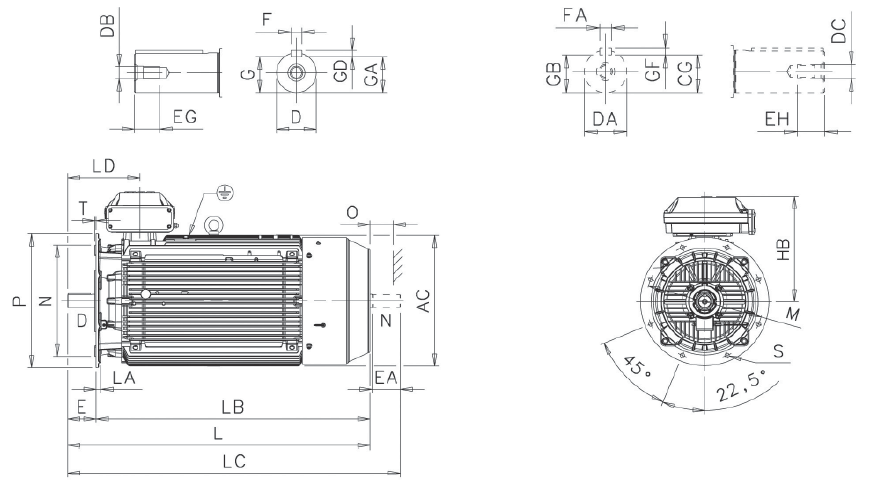 Габаритні розміри електродвигуна ABB M3BP 315 SMB8