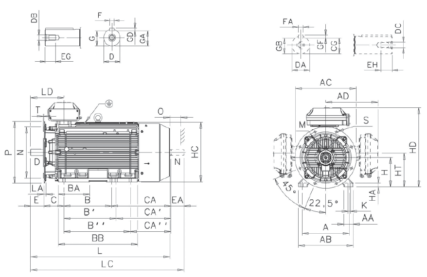 Габаритні розміри електродвигуна ABB M3BP 315 SMB8
