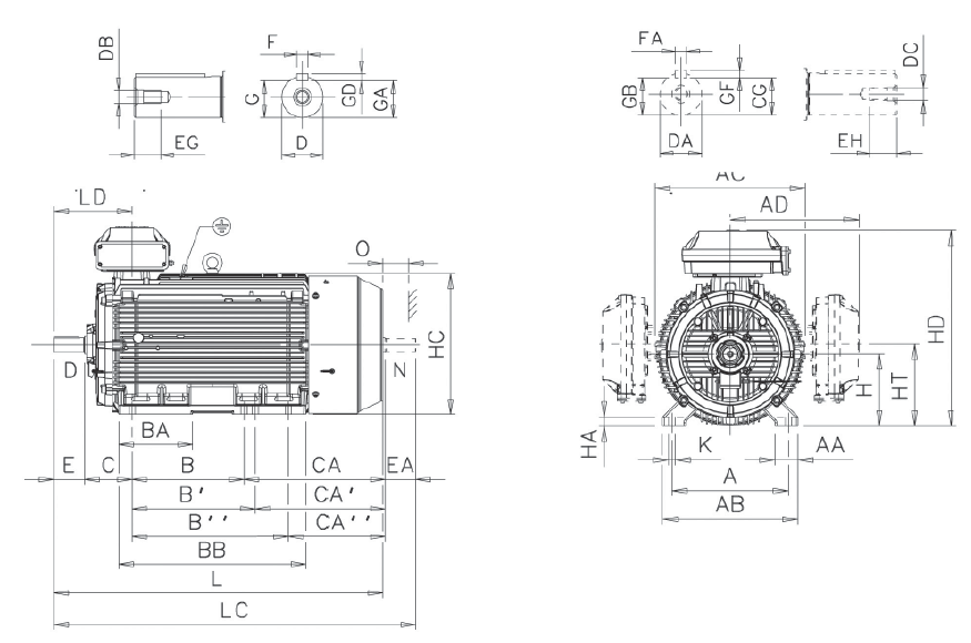 Габаритні розміри електродвигуна ABB M3BP 315 SMB8
