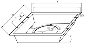 Габаритные размеры Переходники Systemair ASG/F 800 inflow box