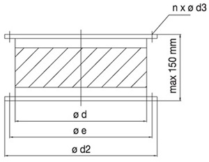 Габаритные размеры Гибкие вставки Systemair ASSV/F 800 Flexible connection DVV