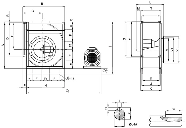 Габаритні розміри Soler&Palau BSP/4-1000-TM-3