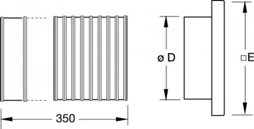 Габаритные размеры Воздуховоды Systemair BVK 100 Wall Vent Kit