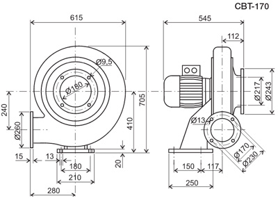 Габаритні розміри Soler&Palau CBT-170 (400V50HZ)