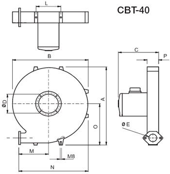 Габаритні розміри Soler&Palau CBT-40 (220/380V50Hz)