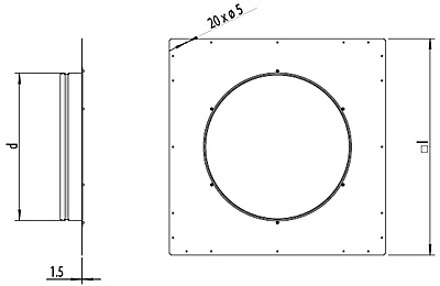 Габаритные размеры Systemair CCM outlet MUB042 d500