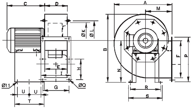 Габаритні розміри Soler&Palau CMT/4-250/100 1,1KW (230/400V50HZ) LG