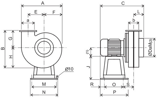 Габаритні розміри Soler&Palau CMPT/4-20A-0,25 EXDIIBT4 (400V50HZ)