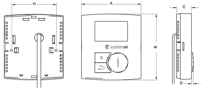 Габаритные размеры Systemair EC-Vent Room Unit