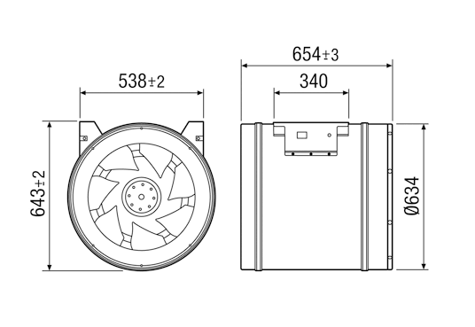 Габаритні розміри вентилятора Maico EDR 63