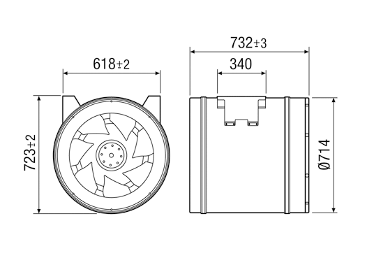 Габаритні розміри вентилятора Maico EDR 71