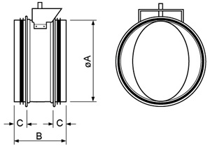 Габаритные размеры Клапаны Systemair EFD 250 Damper + LF230 motor