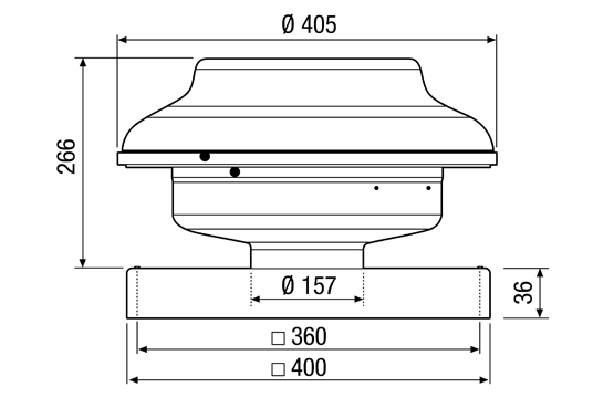 Габаритні розміри дахового вентилятора Maico EHD 16
