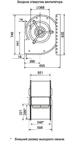 Габаритные размеры центробежного вентилятора Fischbach DS 0-101/TD 10