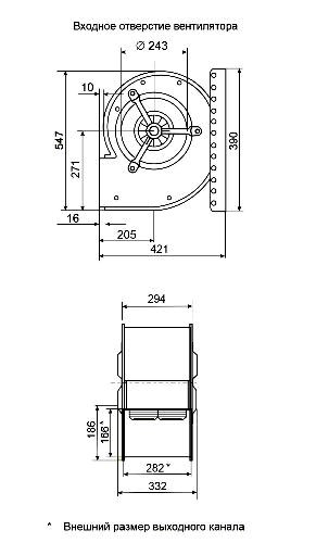 Габаритные размеры центробежного вентилятора Fischbach DS 6-740/E 35