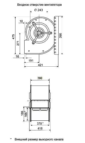 Габаритные размеры центробежного вентилятора Fischbach DS 6-770/E 65