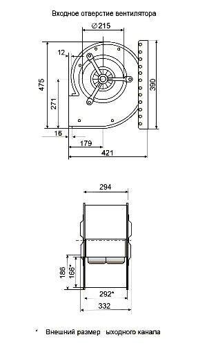 Габаритные размеры центробежного вентилятора Fischbach D 640/D 500