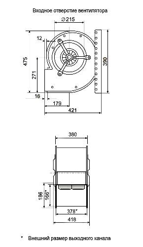Габаритные размеры центробежного вентилятора Fischbach D 670/D 500