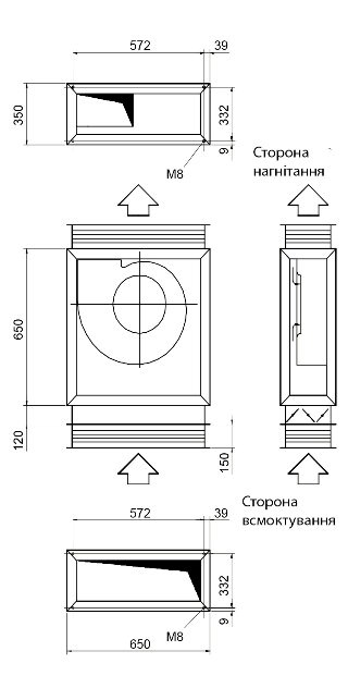 Габаритні розміри вентиляційного блока Fischbach VF 101