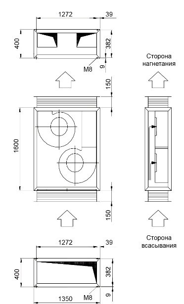 Габаритные размеры вентиляторного модуля Fischbach VF 501
