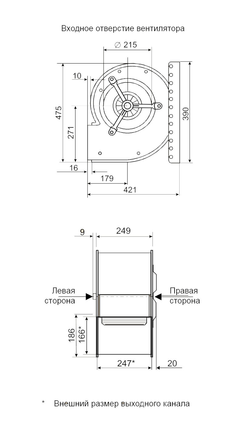 Габаритные размеры центробежного вентилятора Fischbach СЕ 690/E 35