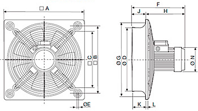 Габаритные размеры Soler&Palau HCBT/2-315/H-*400V50*