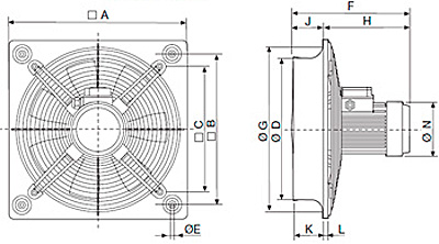Габаритные размеры Soler&Palau HCBB/2-355/H-E70 *230V50*