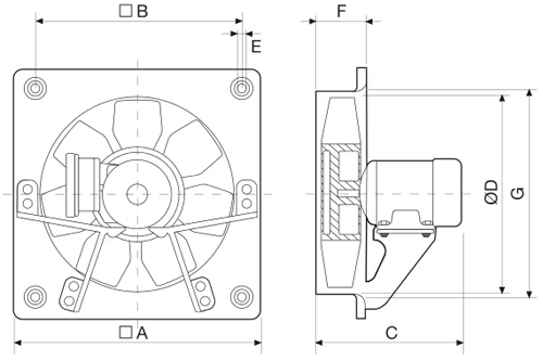 Габаритные размеры Soler&Palau HDT/4-315 *400V50*