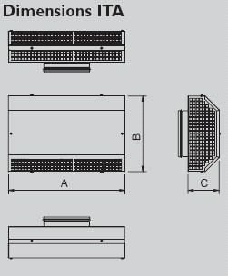 Габаритные размеры Принадлежности для компактных агрегатов Systemair ITA 70-40 Intake Grid TA