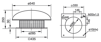 Габаритные размеры Зонты Systemair LGH 310/311 roof cowl