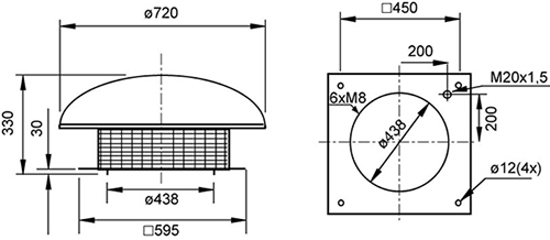 Габаритные размеры Зонты Systemair LGH 355/400 roof cowl