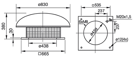Габаритные размеры Зонты Systemair LGH 450-500 roof cowl