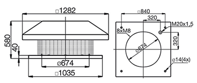 Габаритные размеры Зонты Systemair LGH 710 roof cowl