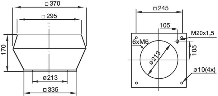 Габаритные размеры Зонты Systemair LGV 190/225 roof cowl